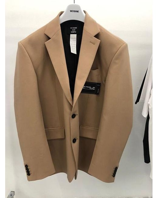 we11done Natural Logo-Patch Single-Breasted Blazer for men