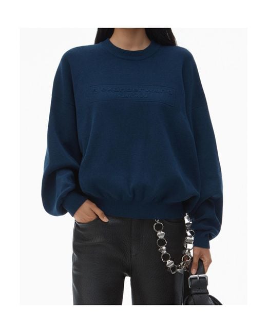 Alexander Wang Blue Logo-Embossed Sweatshirt