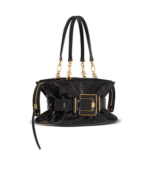 Balmain Black Calfskin Leather Anthem Bag