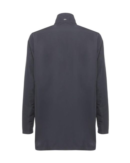 Herno Blue Technical Hooded Raincoat for men