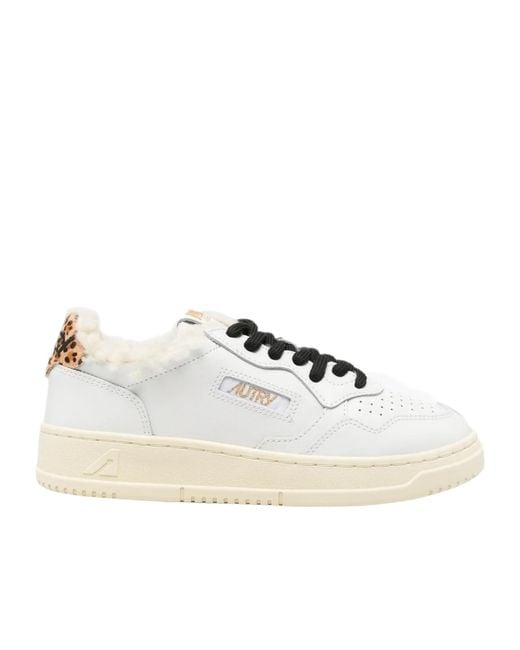Autry White Medalist Leopard-Print Sneakers
