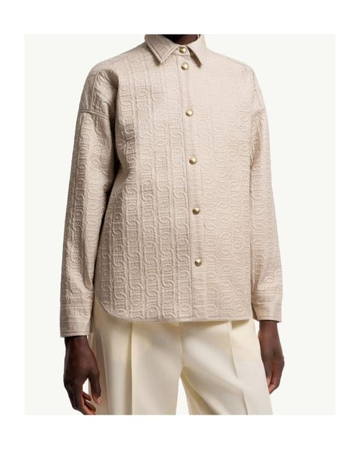 Moncler Natural Chain Quilted Padded Shirt Jacket