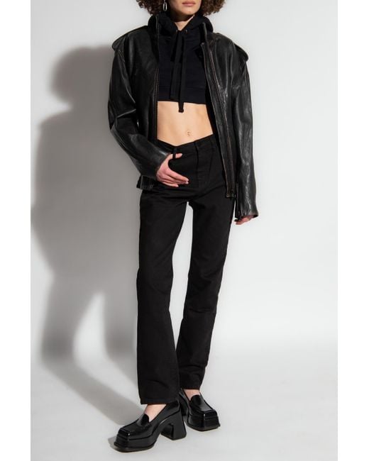 Raf Simons Black Cropped Short-Sleeve Hoodie