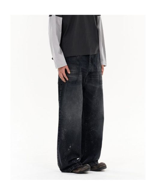 we11done Gray Patch Pocket Jeans for men