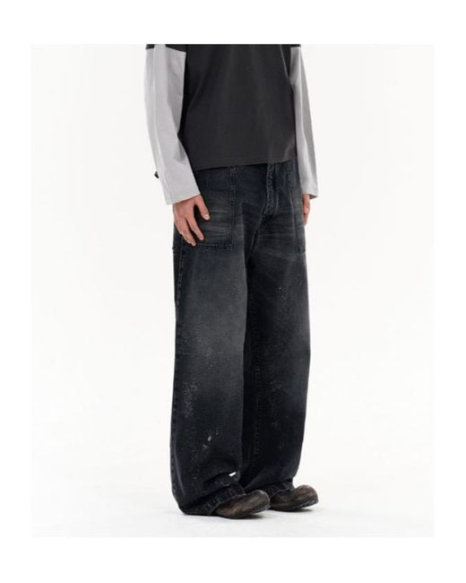 we11done Gray Patch Pocket Jeans for men