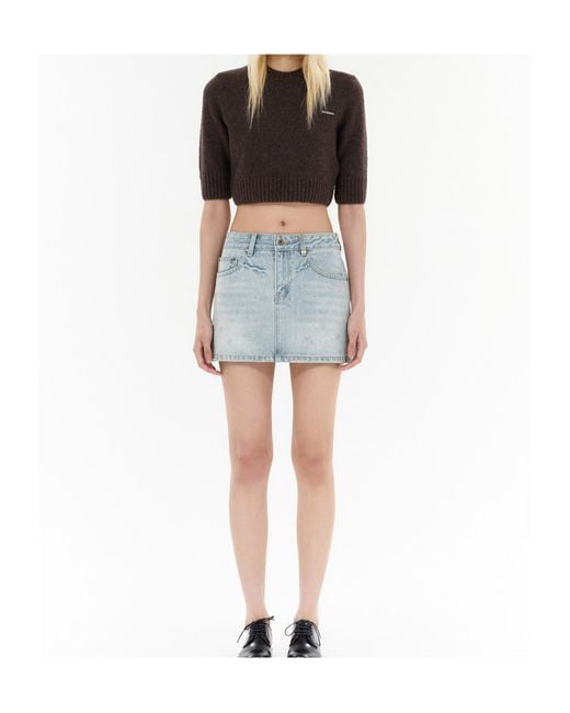we11done Brown Round-Neck Wool Sweater