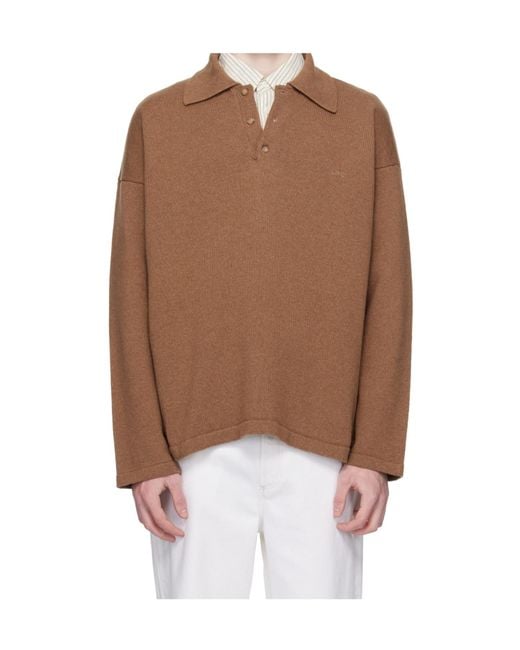 A.P.C. Brown Wool Polo Shirt for men