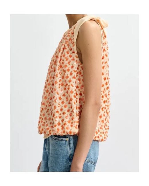 Essentiel Antwerp Orange Jocelyn Sequined Bow Top