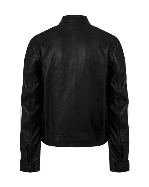 Casablanca Black Logo Zip-Up Leather Jacket