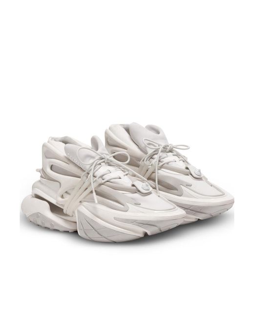 Balmain Gray Unicorn Lace-Up Sneakers for men