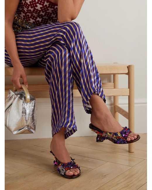 Dries Van Noten Brown Embellished Open-Toe Sandals