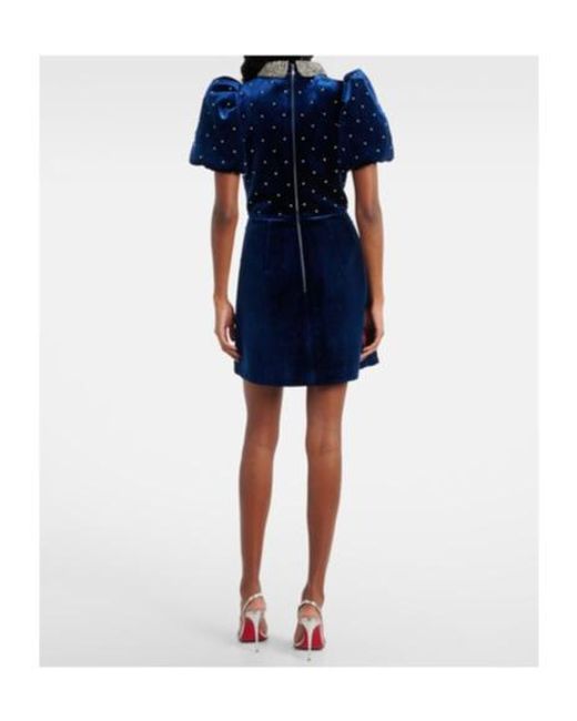 Rebecca Vallance Blue Vivicia Embellished Velvet Minidress