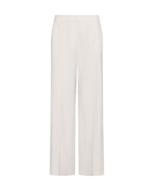 Marella White Straight-Fit Stretch Canvas Trousers