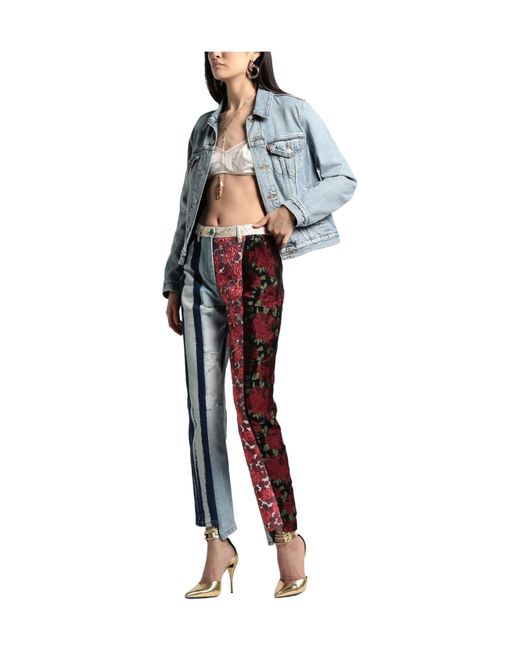Dolce & Gabbana Blue Printed Casual Trousers