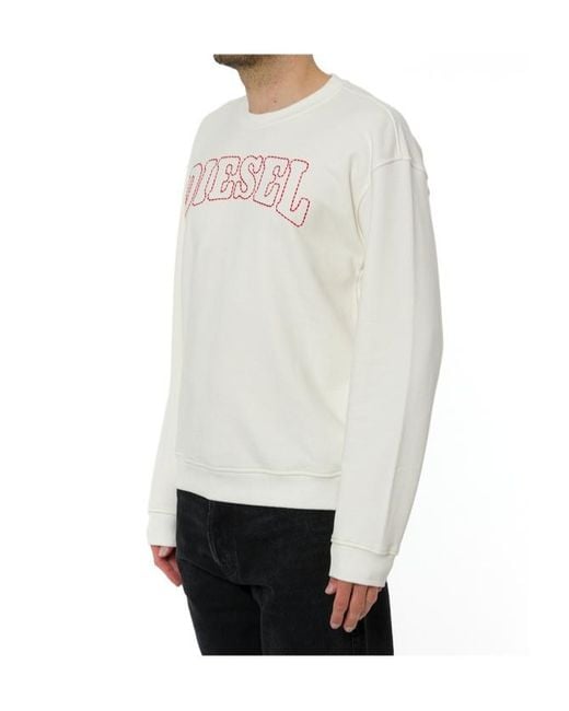 DIESEL White Norm-V10 Sweatshirt for men