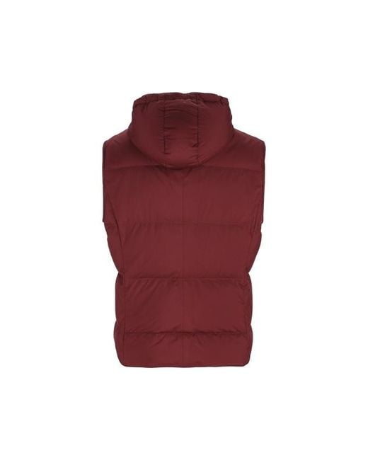 Brunello Cucinelli Red Hooded Down Vest for men