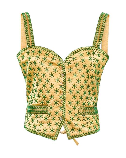 Bode Yellow Embroidery Design Vest