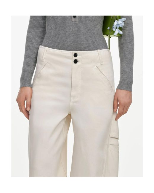 Self-Portrait White Cream Denim Pocket Trousers