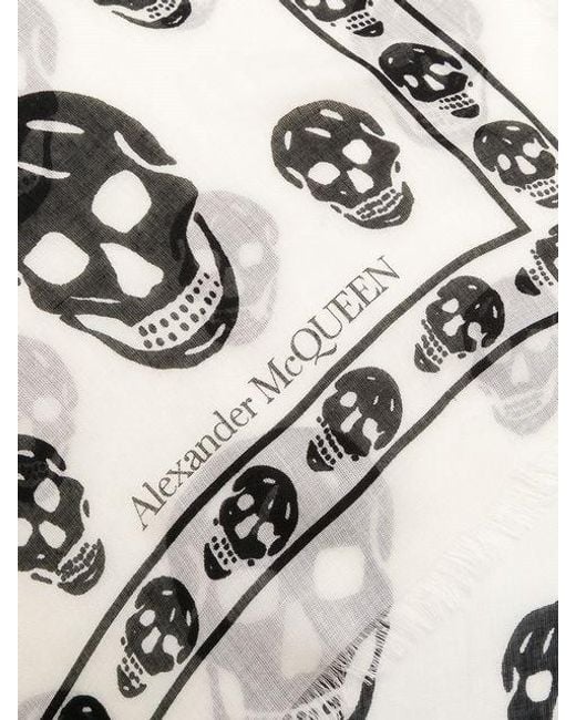 McQueen White All-Over Skull Logo Scarf for men