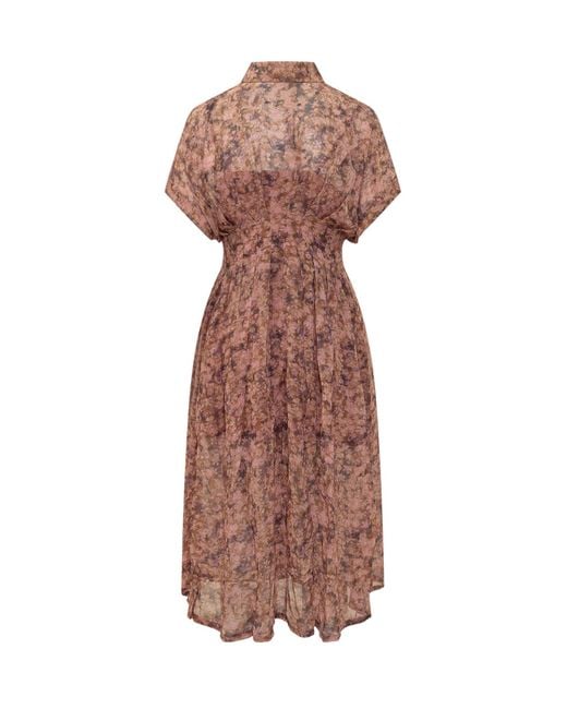 Ba&sh Brown Adena Printed Midi Dress