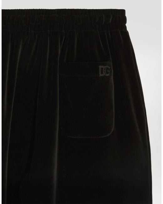 Dolce & Gabbana Black Straight Leg Velvet Trousers