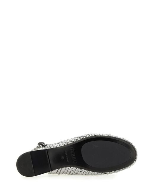 Hereu White Slingback Braided Flat Shoes