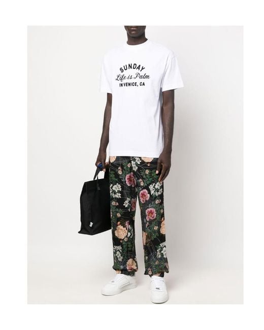 Palm Angels White Sunday Logo-Print T-Shirt for men
