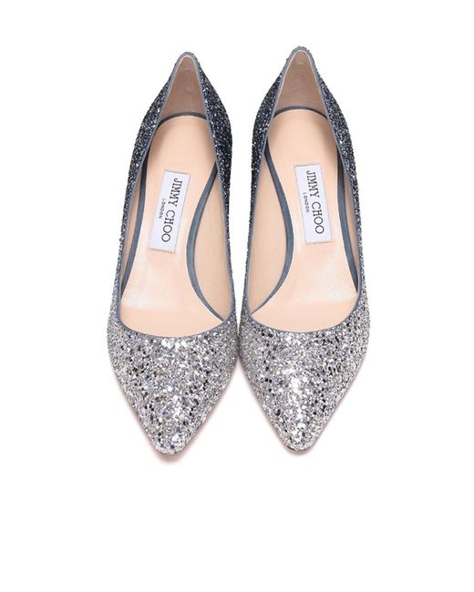 Jimmy Choo White Romy 60 Glitter Pumps