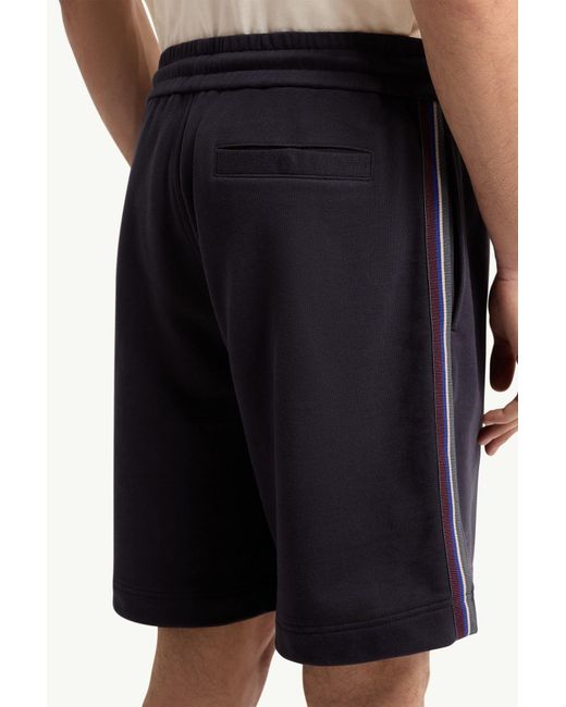 Moncler Blue Striped Trim Cotton Fleece Shorts for men