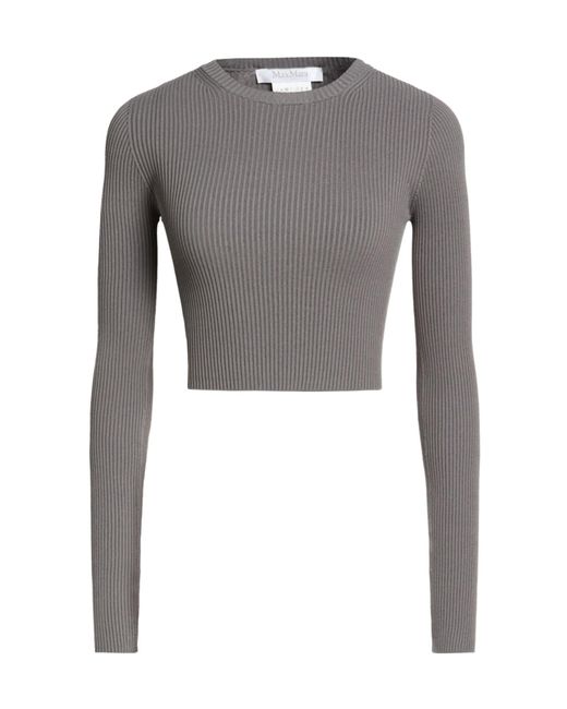 Max Mara Gray Ribbed-Knit Jumper