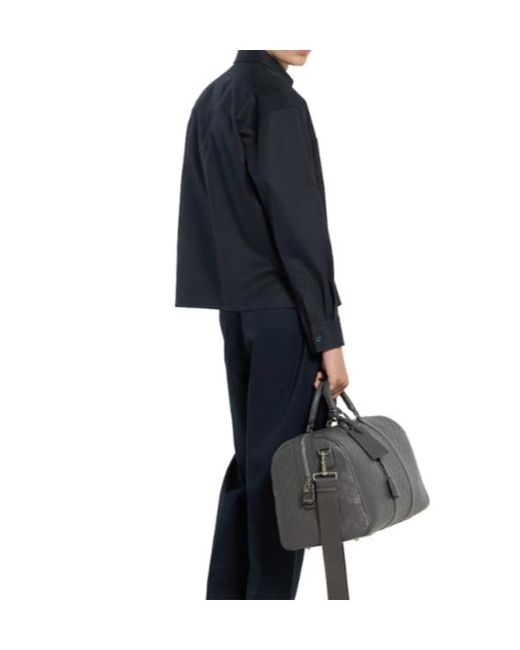 Gucci Blue Logo Embroidered Collared Jacket for men