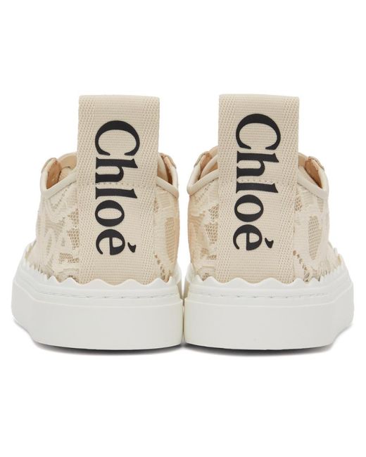 Chloé Natural Chloé Lauren Lace-Up Sneakers