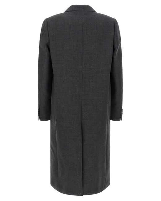 Dries Van Noten Black Double-Breasted Wool Coat for men