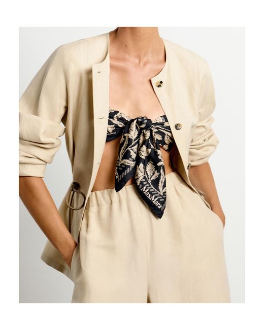 Max Mara Gray Carre Pattern-Printed Scarf