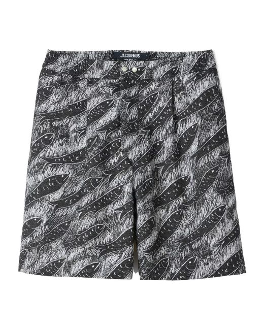 Jacquemus Gray Elastic Waist Shorts for men