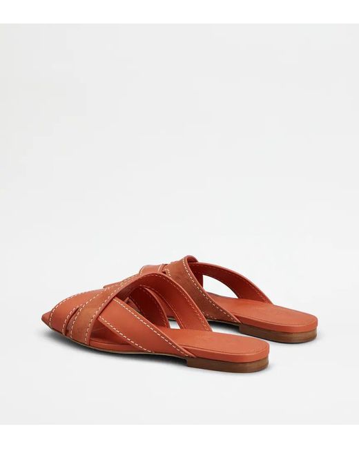 Tod's Brown Crossed-Strap Sandals