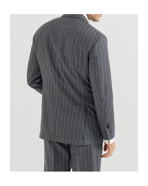 Brunello Cucinelli Gray Long-Sleeved Suit Jacket for men