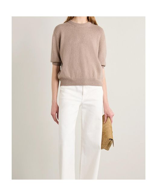 Khaite Brown Short Sleeved Crewneck Jumper