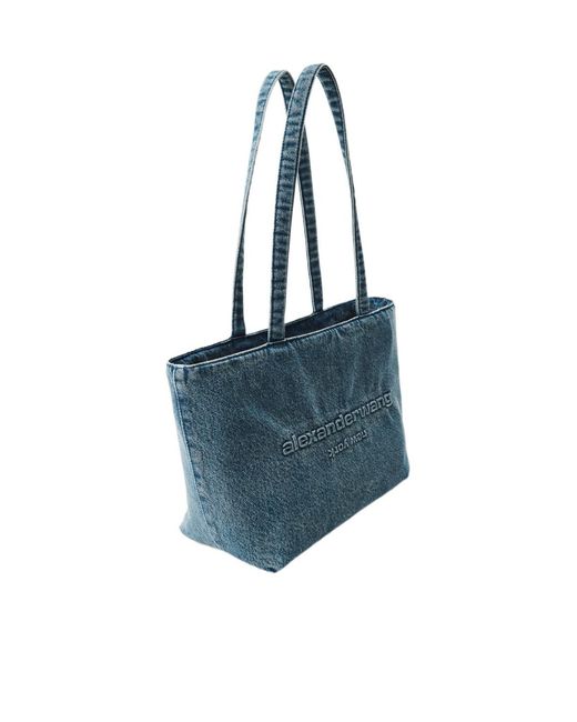 Alexander Wang Blue Punch Logo Debossed Medium Tote Bag
