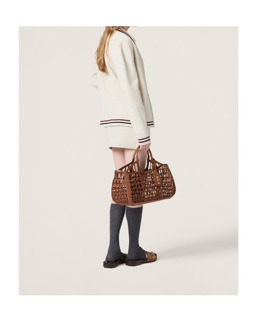 Miu Miu Natural Cotton Knit Zipper Cardigan