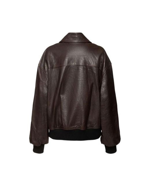 Khaite Brown Shelman Leather Bomber Jacket