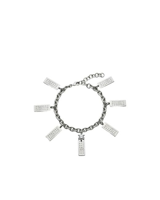 MM6 by Maison Margiela White Logo Tag Charm Bracelet
