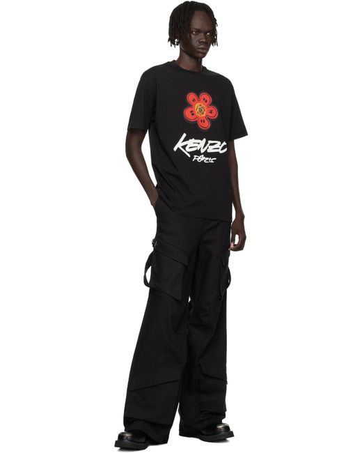 KENZO Black T-Shirt With Printed Logo for men