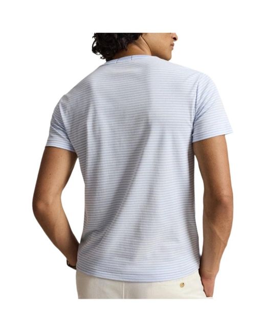 Polo Ralph Lauren Blue Striped Embroidered-Logo T-Shirt for men