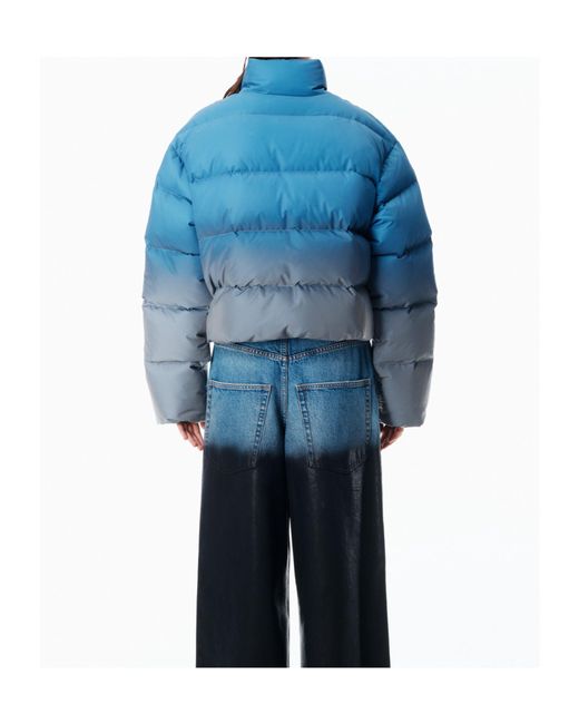 Alexander Wang Blue Reflective Cropped Puffer Coat