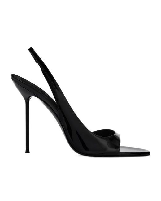 Paris Texas Black Slingback Open-Toe Pumps