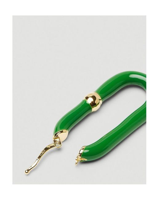 Bottega Veneta Green Enamel Hoop Earrings