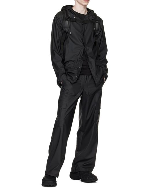 Rains Black Hooded Water-Resistant Jacket for men