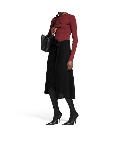 Balenciaga Black Draped Tailored Skirt