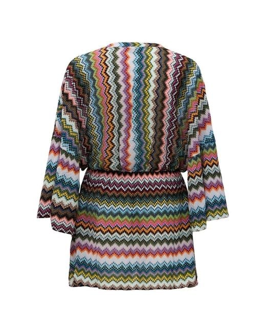 Missoni Gray Chevron V-Neck Beach Dress